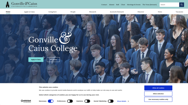 Screenshot of the The Perse Trust website