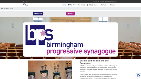 Screenshot of the The Birmingham Progressive Synagogue website