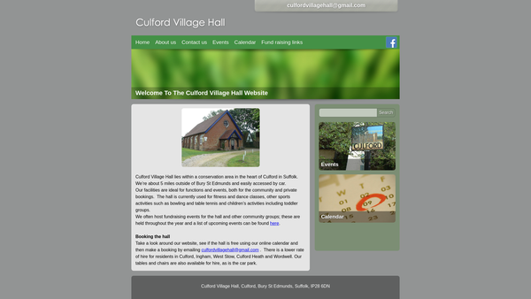 Screenshot of the Culford Village Hall website