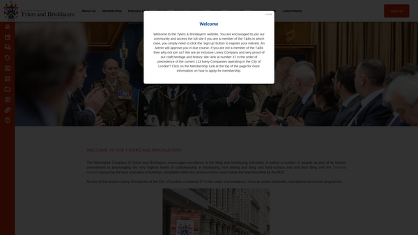 Screenshot of the Tylers And Bricklayers Relief In Need Charity website