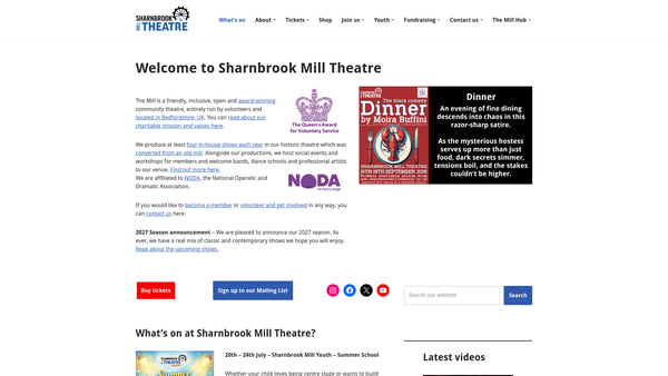 Screenshot of the Sharnbrook Amateur Theatre Trust Limited website