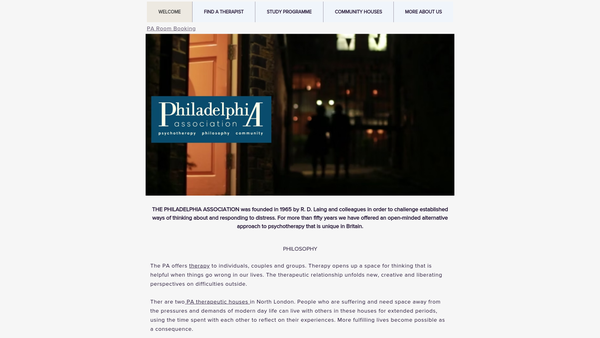 Screenshot of the Philadelphia Association Limited website