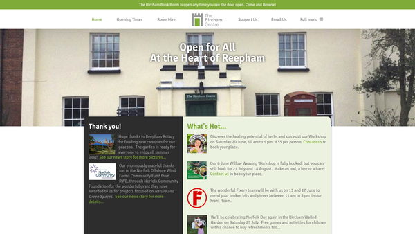 Screenshot of the The Bircham Centre website