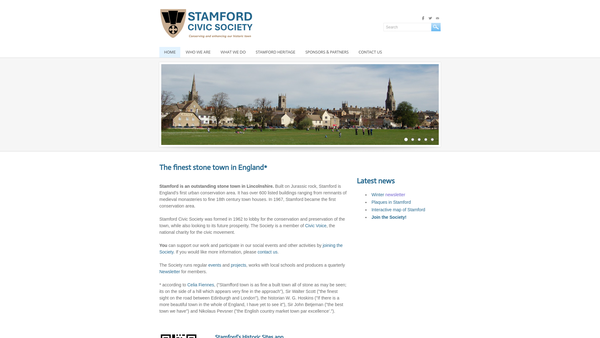 Screenshot of the Stamford Civic Society website