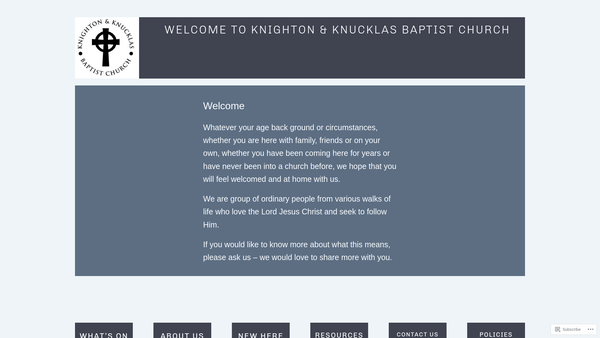 Screenshot of the Knighton and Knucklas Baptist Church website