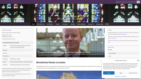 Screenshot of the The Trust Of St Benedict's Abbey Ealing website