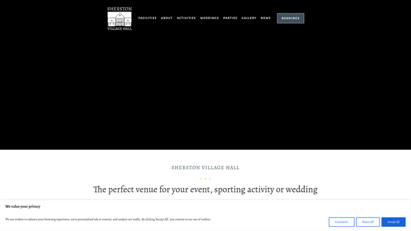 Screenshot of the Sherston Village Hall website