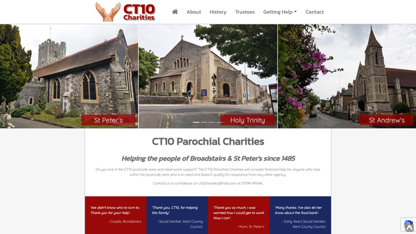Screenshot of the Ct 10 Parochial Charities website