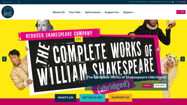 Screenshot of the Bury St Edmunds Theatre Management Limited website