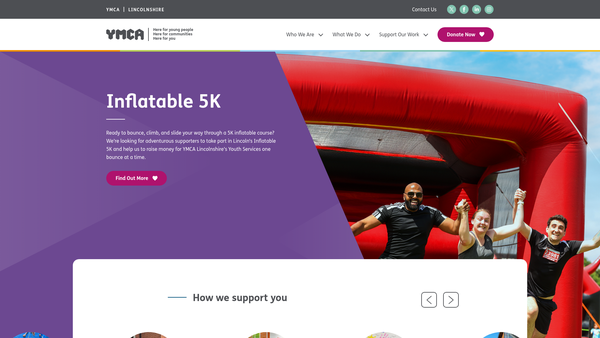 Screenshot of the Lincolnshire Y.M.C.A. Ltd website