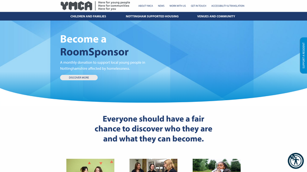 Screenshot of the YMCA Robin Hood Group website