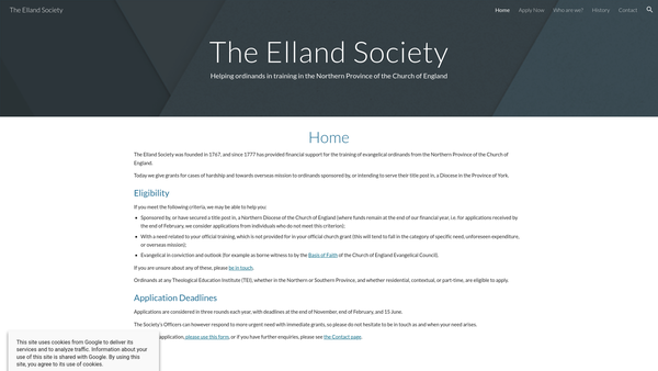 Screenshot of the The Elland Society website