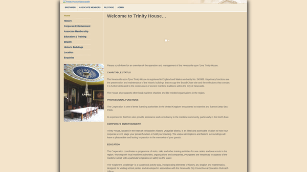 Screenshot of the The Master Pilots And Seamen Of The Corporation Of The Trinity House, Newcastle Upon Tyne website