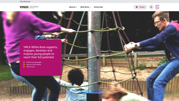 Screenshot of the YMCA White Rose website