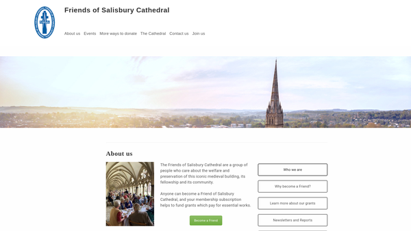 Screenshot of the The Association Of The Friends Of Salisbury Cathedral website
