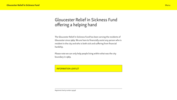 Screenshot of the Gloucester Relief In Sickness Fund website