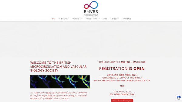 Screenshot of the British Microcirculation and Vascular Biology Society website