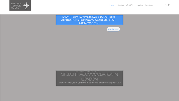 Screenshot of the International Students' Club (Church Of England) Ltd website