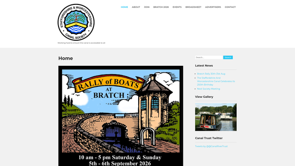 Screenshot of the The Staffordshire And Worcestershire Canal Society website