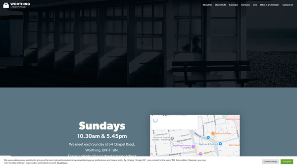 Screenshot of the The Worthing Tabernacle website