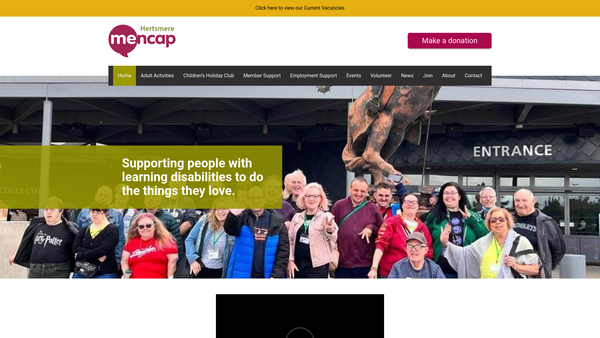 Screenshot of the Hertsmere Mencap website