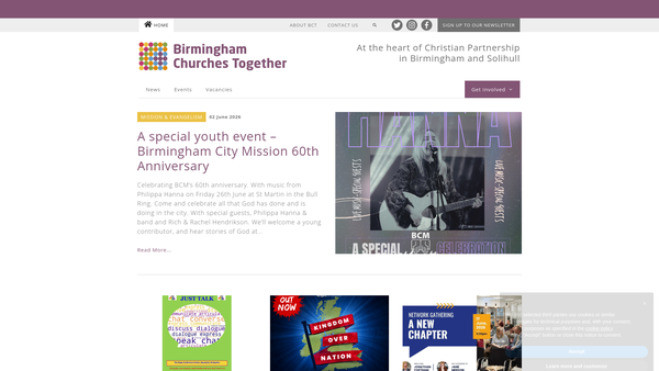 Screenshot of the Birmingham Churches Together website