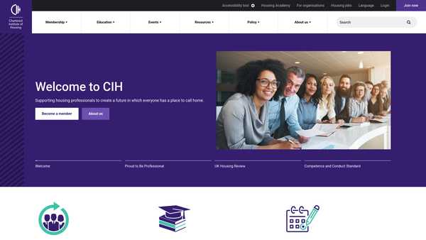 Screenshot of the The Chartered Institute Of Housing website