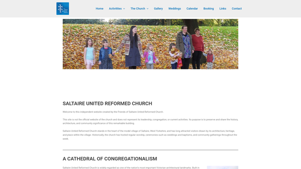 Screenshot of the Trust Property Held In Connection With Saltaire United Reformed Church website