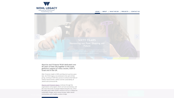 Screenshot of the The Maurice Wohl Charitable Foundation website