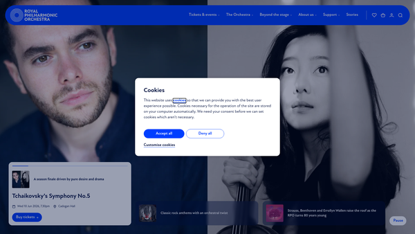Screenshot of the Royal Philharmonic Orchestra Limited website