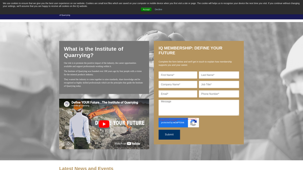 Screenshot of the The Institute Of Quarrying website