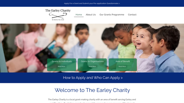 Screenshot of the The Earley Charity website