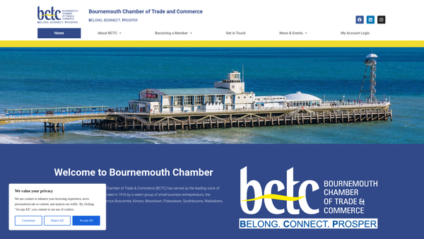 Screenshot of the The Bournemouth Chamber Of Trade Benevolent Fund website