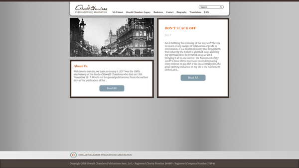 Screenshot of the The Oswald Chambers Publications Association Limited website