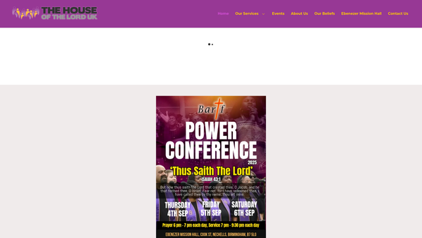 Screenshot of the Ebenezer Mission Hall website