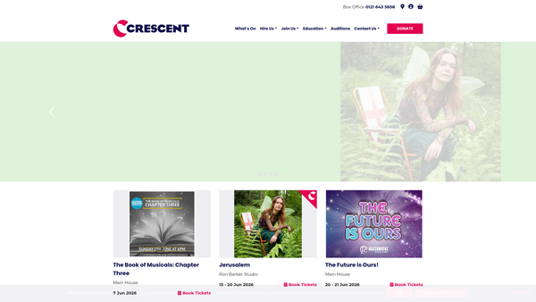 Screenshot of the The Crescent Theatre Limited website