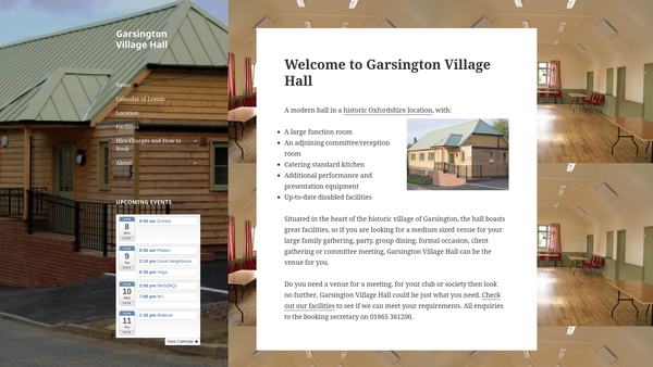 Screenshot of the The Village Hall (Garsington) website