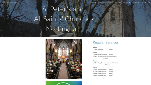 Screenshot of the St Peter's Nottingham Church Charity website