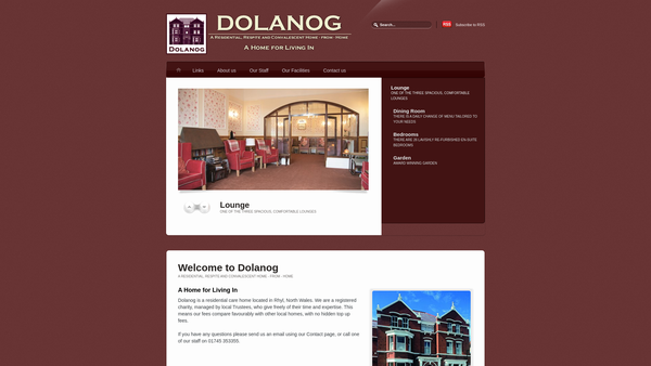 Screenshot of the Dolanog Residential Home website
