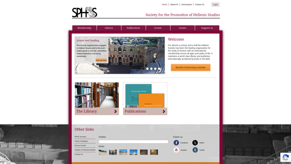 Screenshot of the Society For The Promotion Of Hellenic Studies website