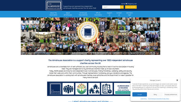 Screenshot of the The Almshouse Association website