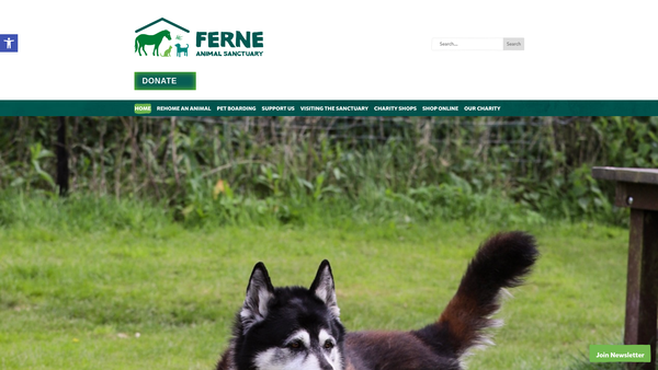 Screenshot of the The Ferne Animal Sanctuary website