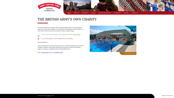 Screenshot of the The Army Central Fund website
