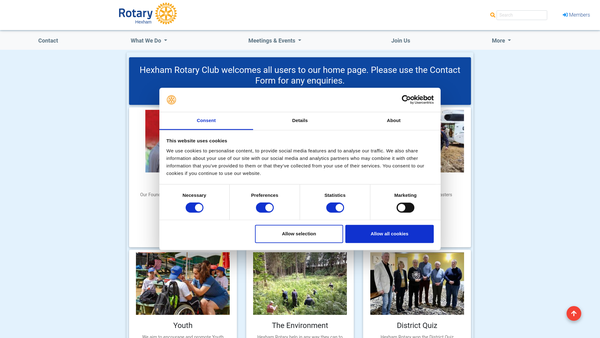 Screenshot of the The Rotary Club Of Hexham Charity Fund website