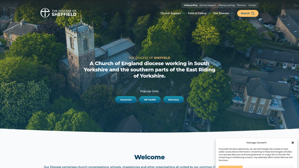 Screenshot of the Sheffield Diocesan Board Of Finance website