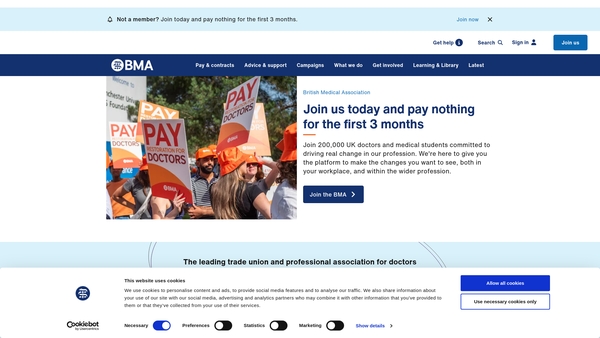 Screenshot of the British Medical Association Scholarship Trust Fund website