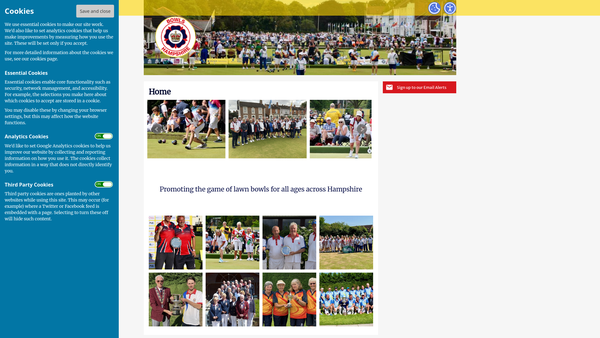 Screenshot of the Bowls Hampshire Bowlers' Benevolent Fund website