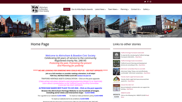 Screenshot of the Altrincham And Bowdon Civic Society website