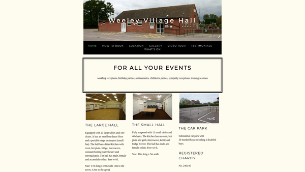 Screenshot of the Weeley Village Hall website