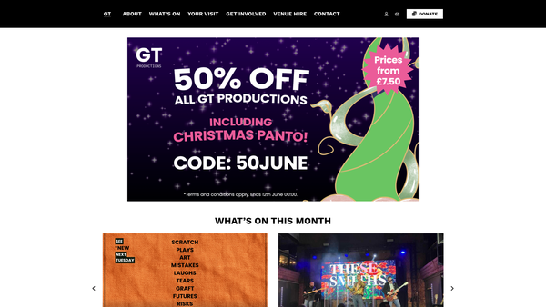 Screenshot of the The Greenwich Theatre Limited website